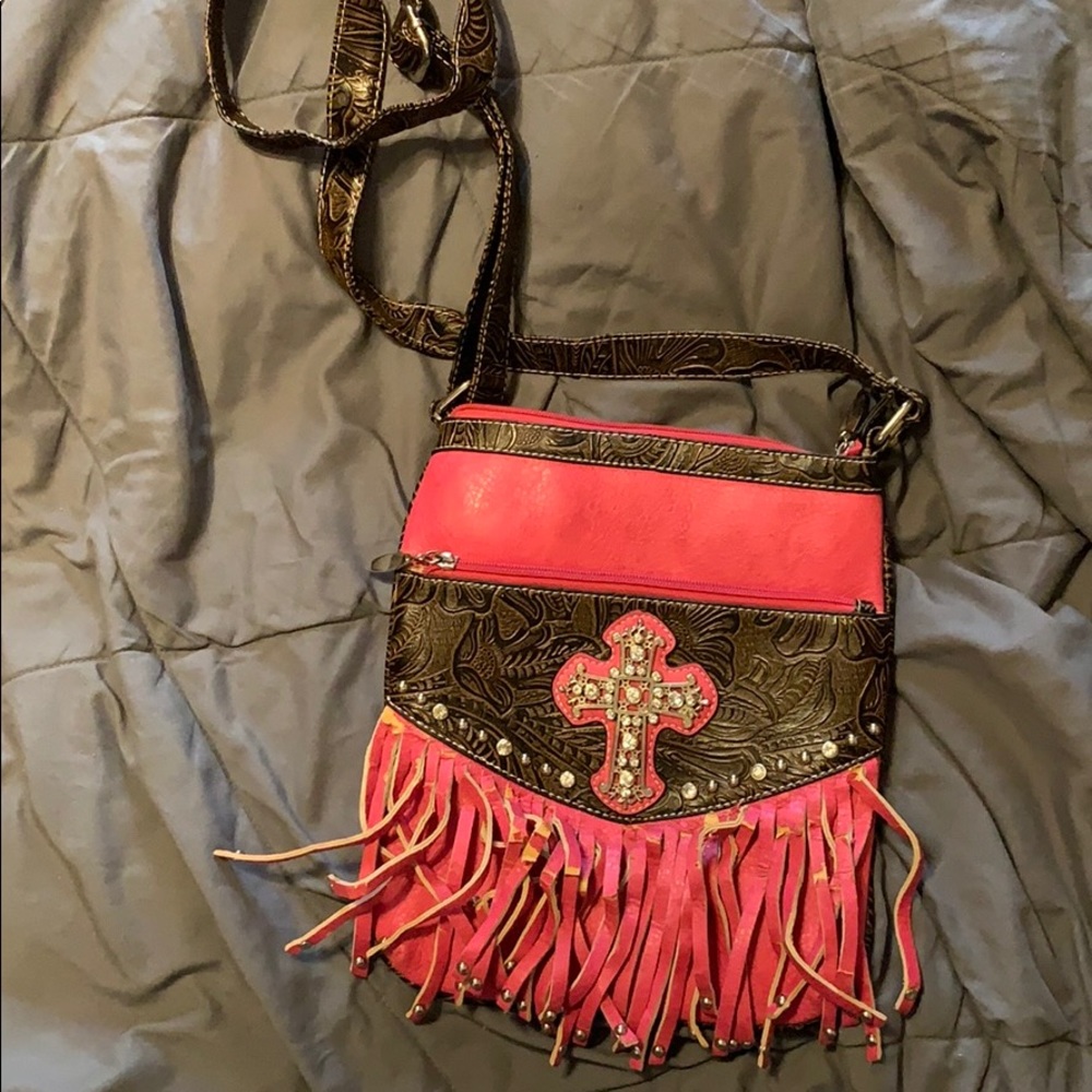 Pink fringe purse